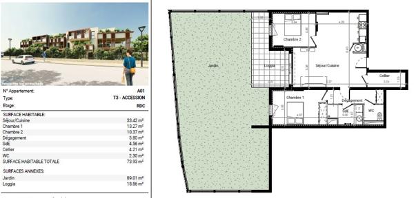 Location appartement 3 pièces 74 m² Frontignan