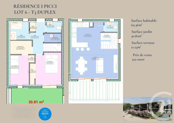 Appartement Duplex à vendre  3 pièces - 69,36 m2 LUMIO - 202