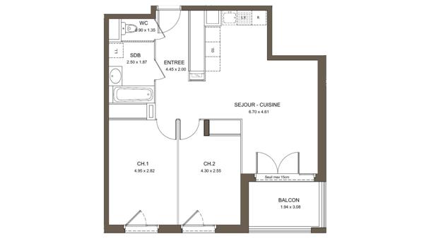 Appartement à vendre 3 pièces 61 m² Vénissieux