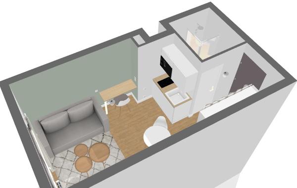 Location appartement Cergy - 1 pièce(s) - 18 m² - 700 €/mois