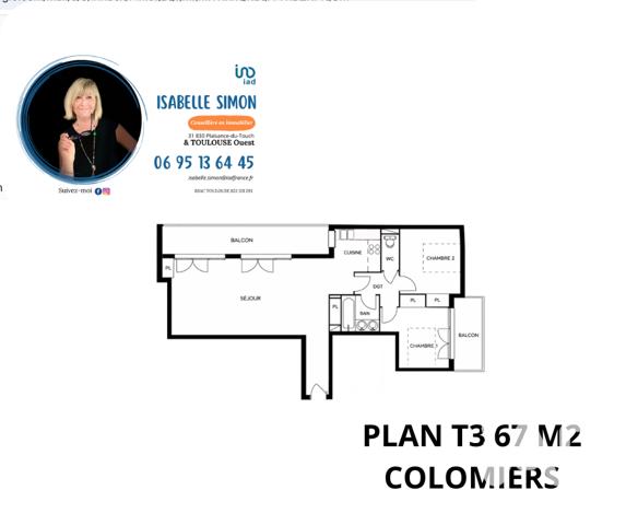 Appartement à vendre 3 pièces 67 m² Colomiers