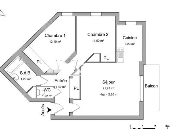 Location Appartement 3 pièces 68 m² - 3 PLACE DE L'EUROPE La Riche 37520