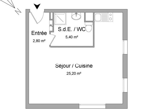 Location Studio 33.4 m² - 22 RUE DE L'ESPERANCE Cergy Le Haut 95800