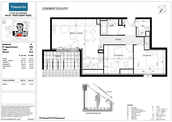Appartement à vendre 3 pièces 62 m² Port-Saint-Père