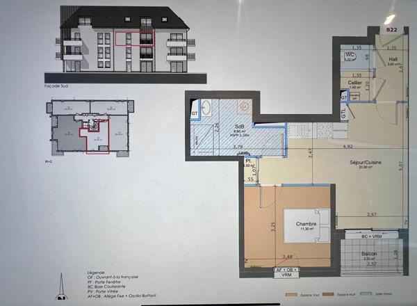 Appartement 2ème étage avec ascenseur -1 chambre-balcon-parking