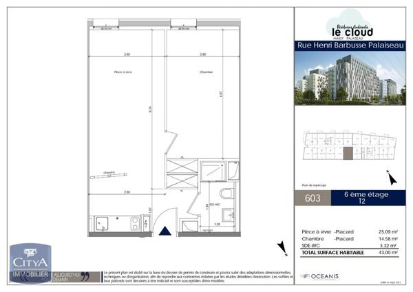 Appartement à louer 2 pièces 43m²