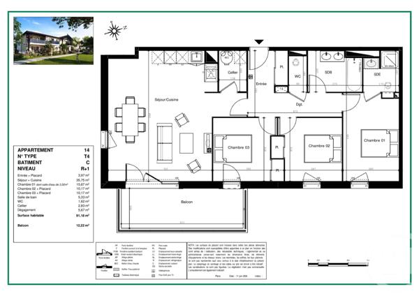 Appartement T4 à vendre  4 pièces - 91,18 m2 GUJAN MESTRAS - 33