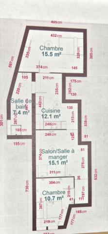 Appartement T3 en RDC de 61 m2 meublé pour investisseurs à Boulogne-sur-mer "Beaurepaire" avec une petite cour