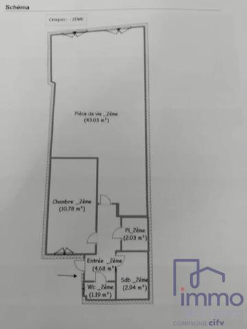 Appartement 2 pièces                                        - 43000 Le Puy-en-Velay Réf : 2872-CIFVFOREZVELAY
