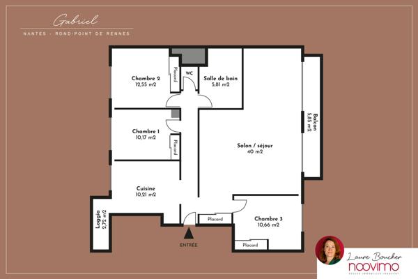 Rond-point de Rennes, T4 lumineux en dernier étage, grand box et cave