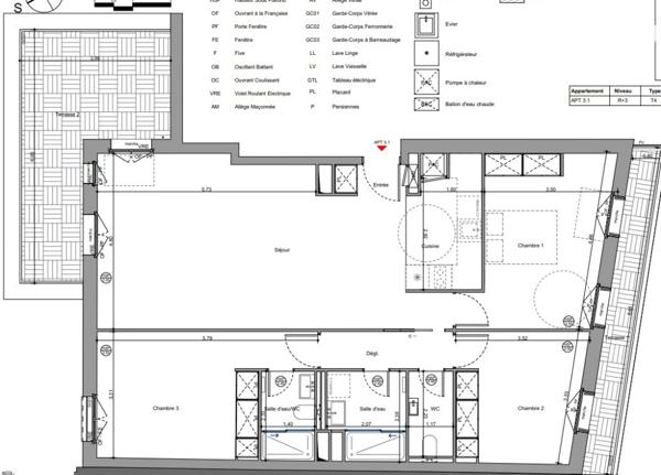 PROGRAMME NEUF  Livraison 2ème T 2027 - 4 P au 3ème  99,69 m² + terrasses  23,86 m² -1.445.000 € TTC