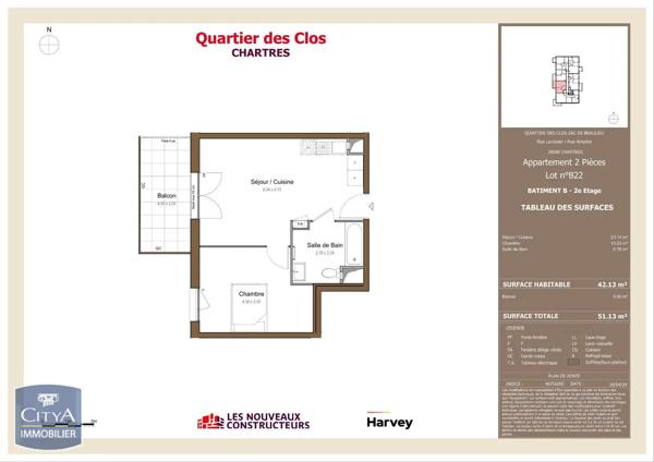 Appartement à louer 2 pièces 42.13m² Chartres (28000)