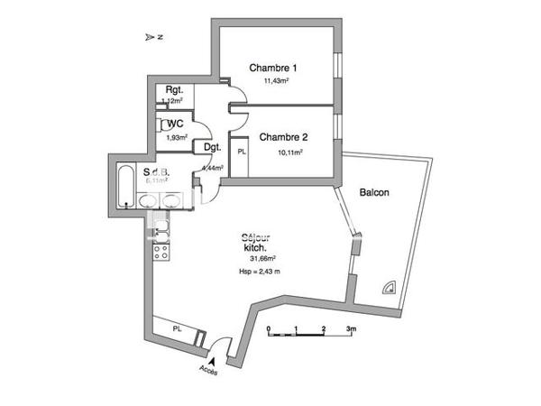 Location Appartement 3 pièces 66 m² - 172 RUE EDMOND ROSTAND Toulouse 31200