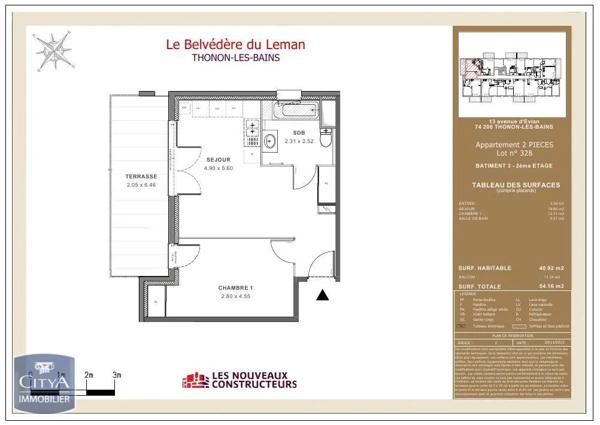 Appartement à louer 2 pièces 40.92m² Thonon-les-Bains (74200)