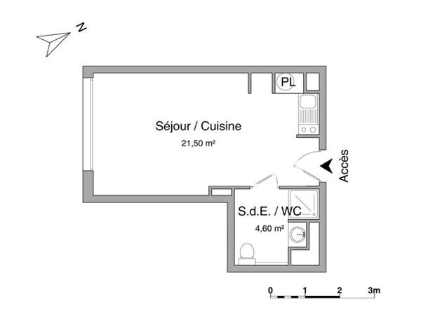 Location Studio 26.1 m² - 32 RUE DU BREIL Nantes 44000