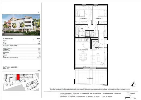 Appartement T3 à vendre  3 pièces - 80,50 m 2   BAILLARGUES  - 34