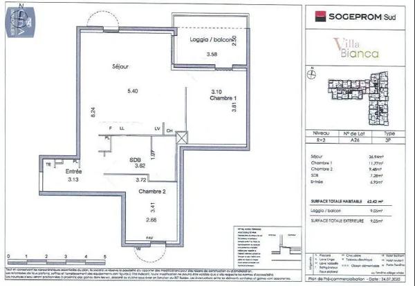 Appartement à louer 3 pièces 62.42m²