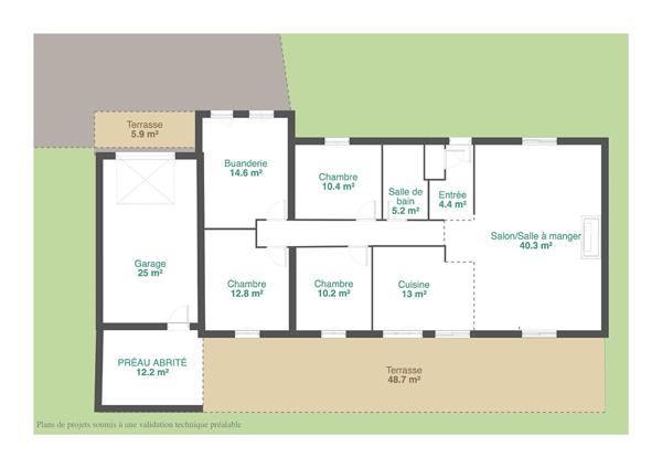 Maison 3/4 chambres Plain-pied 114 m2 sur parcelle de 810 m2, Sainte soulle 17220