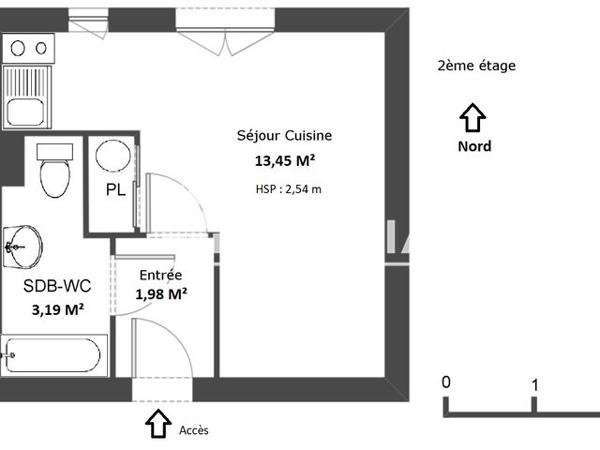 Location Studio 19 m² - 52-54 RUE SANTOS DUMONT Toulouse 31400
