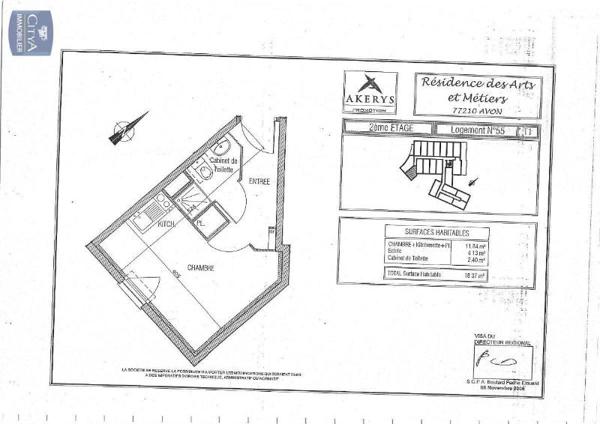 Location appartement Avon (77210) 1 pièce 18.37m²