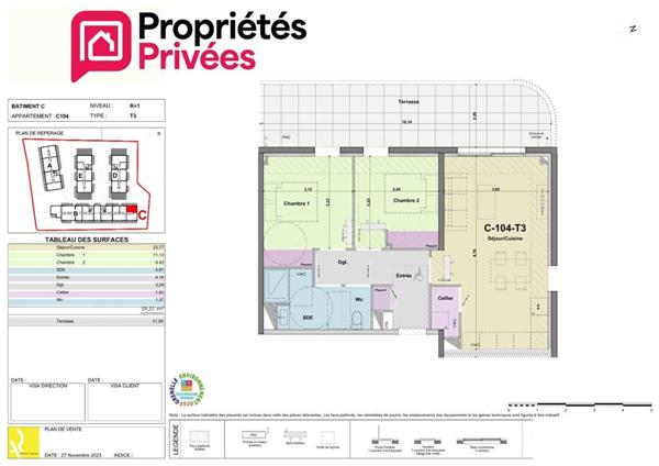 Appartement Narbonne 3 pièce(s) 59.49 m2