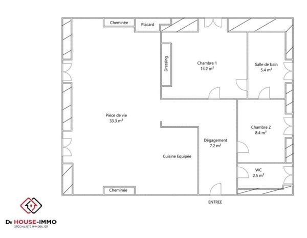 Appartement à vendre 3 pièces de 71 m²