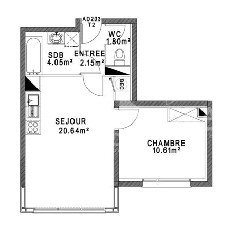 Appartement Etaples - 1 chambre - 2 places de stationnements