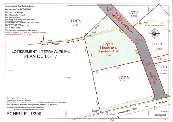 Terrain viabilisé à Chauffayer – Lot N°7 – 461 m²