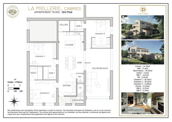 Cabriès (13480) Appartement d'exception de 154m2 - rez de jardin T6