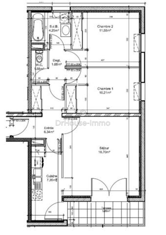 Appartement à louer 3 pièces de 61 m²