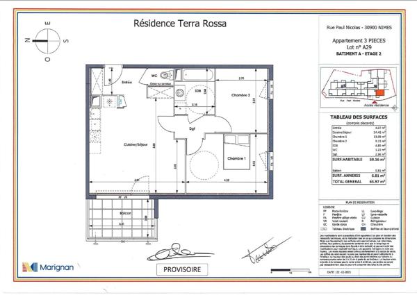 Nimes - T3 Neuf - 59,16 m²