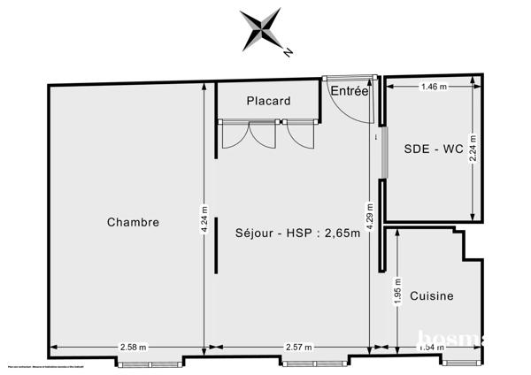 Studio modulable en 2 pièces de 27,5 m² — Lumineux et rénové — Rue Victor Hugo, Levallois-Perret