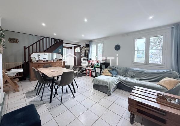 A Vic-sur-Aisne 02, maison 3 P. de 66 m2 avec cave voûtée et abris de jardin, sur terrain clos de 500 m2.