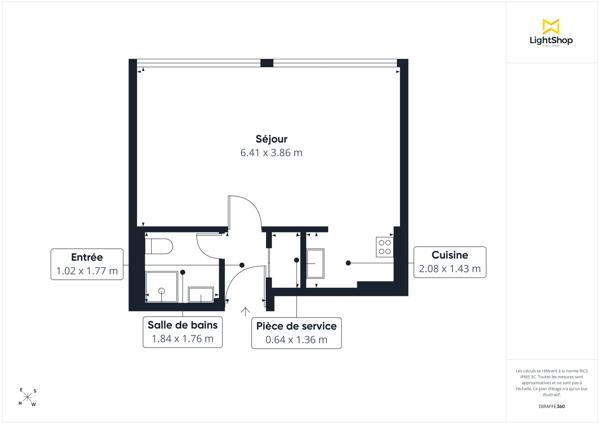 Studio 35 m² - Quai Du Maréchal Joffre, Courbevoie - Étage élevé avec ascenseur