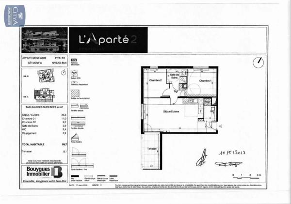Appartement à louer 3 pièces 61m²