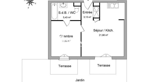 Location Appartement 2 pièces 42.23 m² - Persan 95340