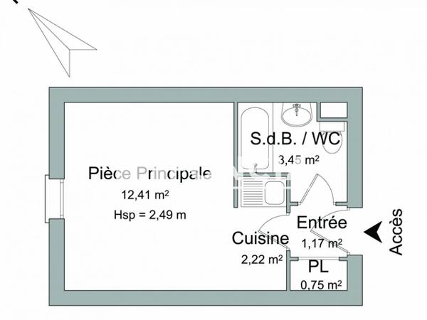 Location Studio 20 m² - RESIDENCE WASHINGTON Le Mans 72000
