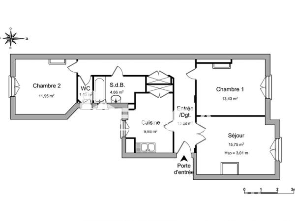 Location Appartement 3 pièces 70.95 m² - 53 AVENUE ARISTIDE BRIAND Rennes 35000