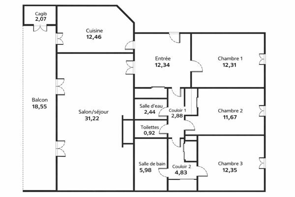 CHARBONNIERES  LES BAINS . Appartement  109m2 CARREZ - 4 pièces- Avec terrasse ,cave et garage