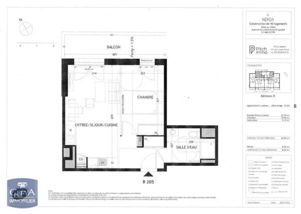 Appartement à louer 2 pièces 39.85m²