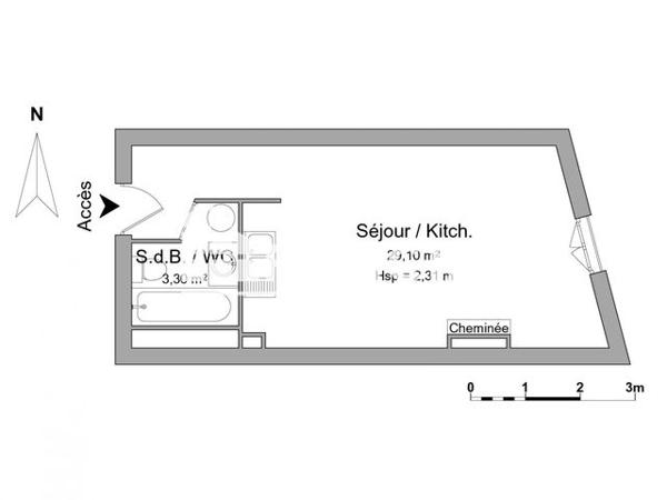 Location Studio 32.4 m² - 37 RUE PARMENTIER Dijon 21000