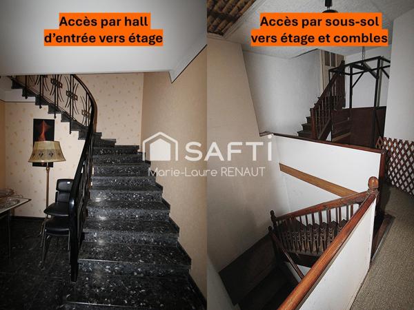 Maison de 200m² sur grand sous-sol de 200m², dépendance, terrasse et jardin