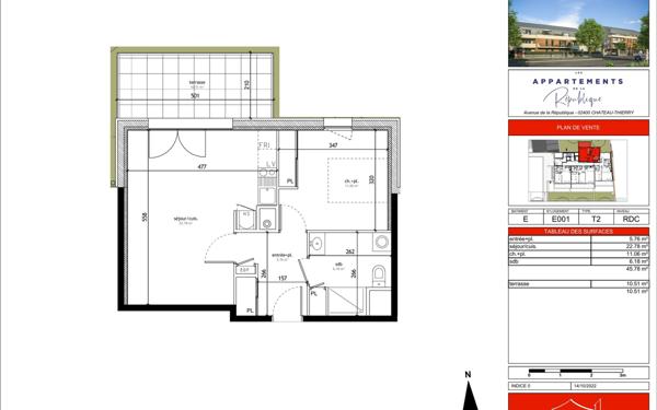 Appartement à vendre    2 pièces • 45,78 m2 Château-Thierry