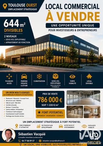 Murs commerciaux  à vendre 644 m² Colomiers