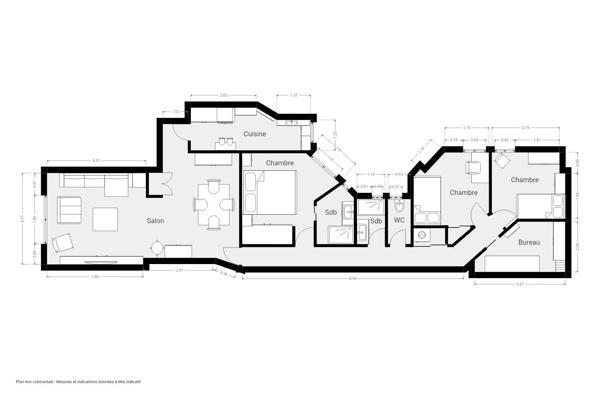 École Militaire - Dernier étage 5 pièces de 90 m² - Avenue de la Motte-Picquet, Paris