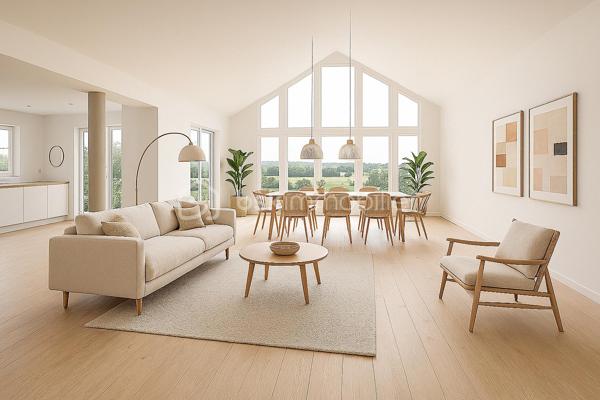 Maison d’Architecte Contemporaine – Un Coup de Cœur à Découvrir ! vue panoramique, d’une superficie de 144 m² au sol, sur sous-sol de 56 m² édifié sur terrain de 410 m² arboré et paysagé, RT 2020, 4 chambres, une salle d'eau, une salle de bain, 2 wc séparés.
Bienvenue dans cette magnifique maison d’architecte, pensée pour allier esthétique, confort moderne et qualité de vie. Dès les premiers instants, vous serez séduit par ses volumes généreux, sa luminosité exceptionnelle et ses prestations haut de gamme. Entièrement meublée et équipée (liste sur demande), elle est prête à vous accueillir, clé en main.
Au rez-de-chaussée, une pièce de vie spectaculaire de 62 m² vous invite à la convivialité. La cuisine ouverte, aménagée avec soin, s’ouvre sur deux grandes terrasses : l’une à l’avant (17 m² sur pilotis), l’autre à l’arrière (40 m² sur dalle béton armé et pavés en grès), idéales pour vos repas en plein air, vos moments de détente ou vos soirées entre amis.
La suite parentale de 24 m² est un véritable cocon, avec placard intégré, salle de bain élégante avec meuble double vasque, et WC séparé.
À l’étage, l’espace nuit se compose de trois belles chambres, d’un palier avec rangements, d’une salle d’eau moderne avec douche à l’italienne, meuble vasque, et d’un second WC indépendant.
Le sous-sol de 56 m², en parpaing banché et béton armé, offre de nombreuses possibilités : atelier, salle de sport, espace de rangement…
Des prestations qui font la différence :
Chauffage mixte : radiateurs électriques connectés ACOVA + poêle à bois pour une ambiance chaleureuse
Sèche-serviettes dans les pièces d’eau
Menuiseries MILLET en double vitrage avec volets roulants électriques connectés
Chauffe-eau thermodynamique 300 L
Cuisine et meubles sur mesure
Enduit extérieur monocouche
Raccordement au tout-à-l’égout, eaux pluviales séparées
Garantie décennale, biennale et de parfait achèvement : comme une maison neuve, elle vous offre une tranquillité d’esprit rare. Chaque détail a été pensé pour votre confort et votre bien-être, avec des matériaux de qualité et des finitions impeccable.
Il y a tant à dire sur cette maison… mais rien ne vaut une visite pour en tomber amoureux !
Contactez-moi 7J/7 pour organiser une visite et vous accompagner dans votre projet. Cette maison n’attend plus que vous !