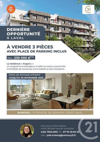 Appartement T3 à vendre  4 pièces - 65 m2 LAVAL - 53