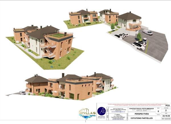 Appartement à vendre 2 pièces avec Terrasse au 1er et dernier étage, vue Lac et Montagnes sur SAVINES LE LAC (05) , Dans une résidence en construction style villa Exposé Sud /Est ,livrable été 2026
