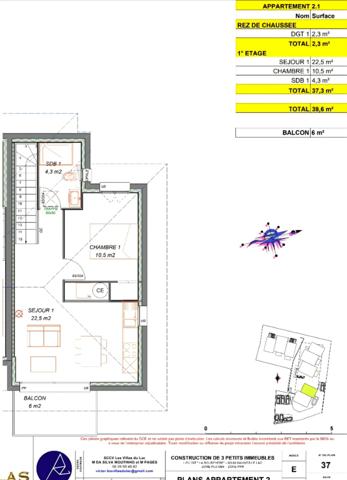 Appartement à vendre 2 pièces avec Terrasse au 1er et dernier étage, vue Lac et Montagnes sur SAVINES LE LAC (05) , Dans une résidence en construction style villa Exposé Sud /Est ,livrable été 2026