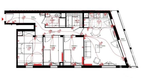 Appartement F4 à vendre  3 pièces - 80,20 m 2   MONTREUIL  - 93